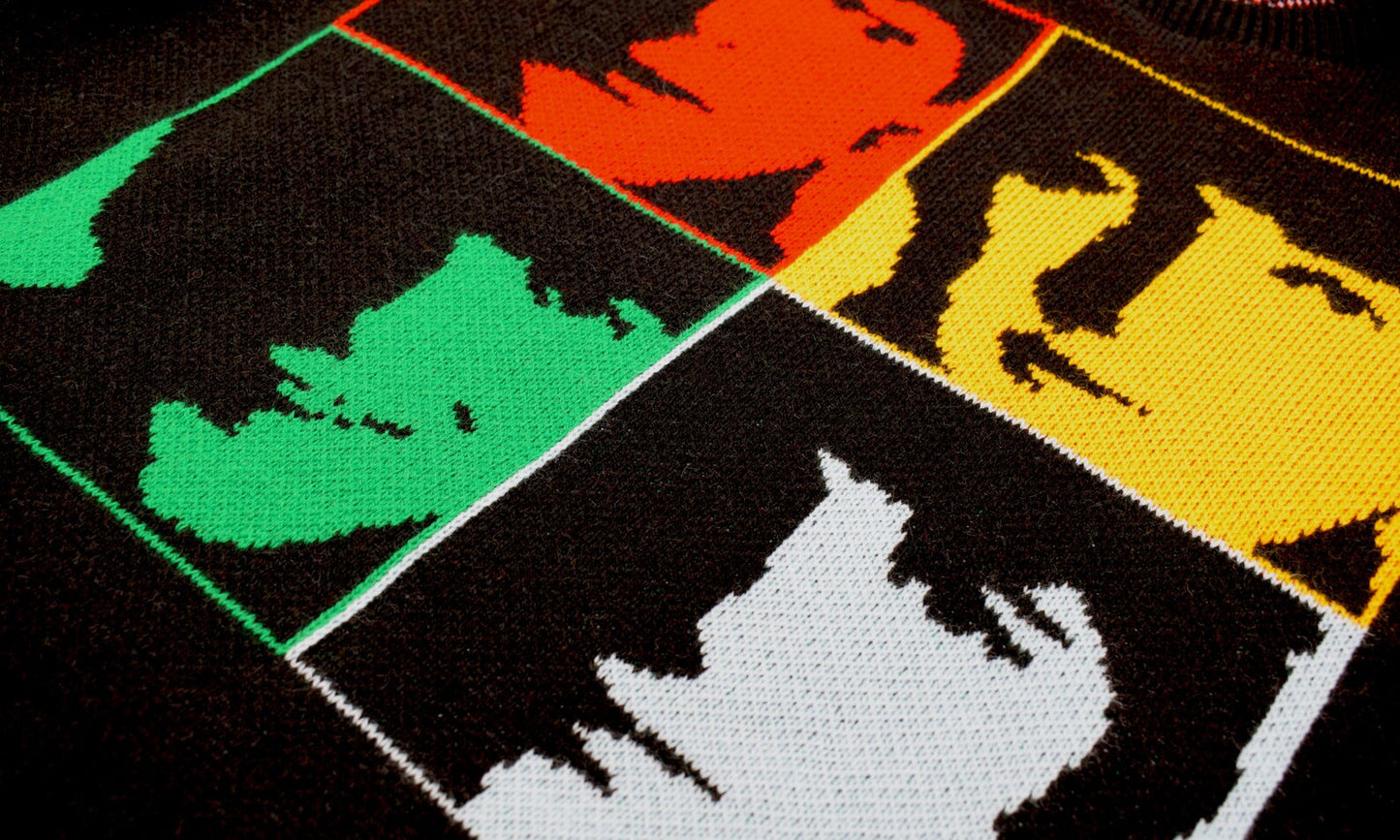 Beatles Pop Art Knit Sweater β Vintage Rock Unisex Sweater, Retro Music Lover Gift, Made in USA