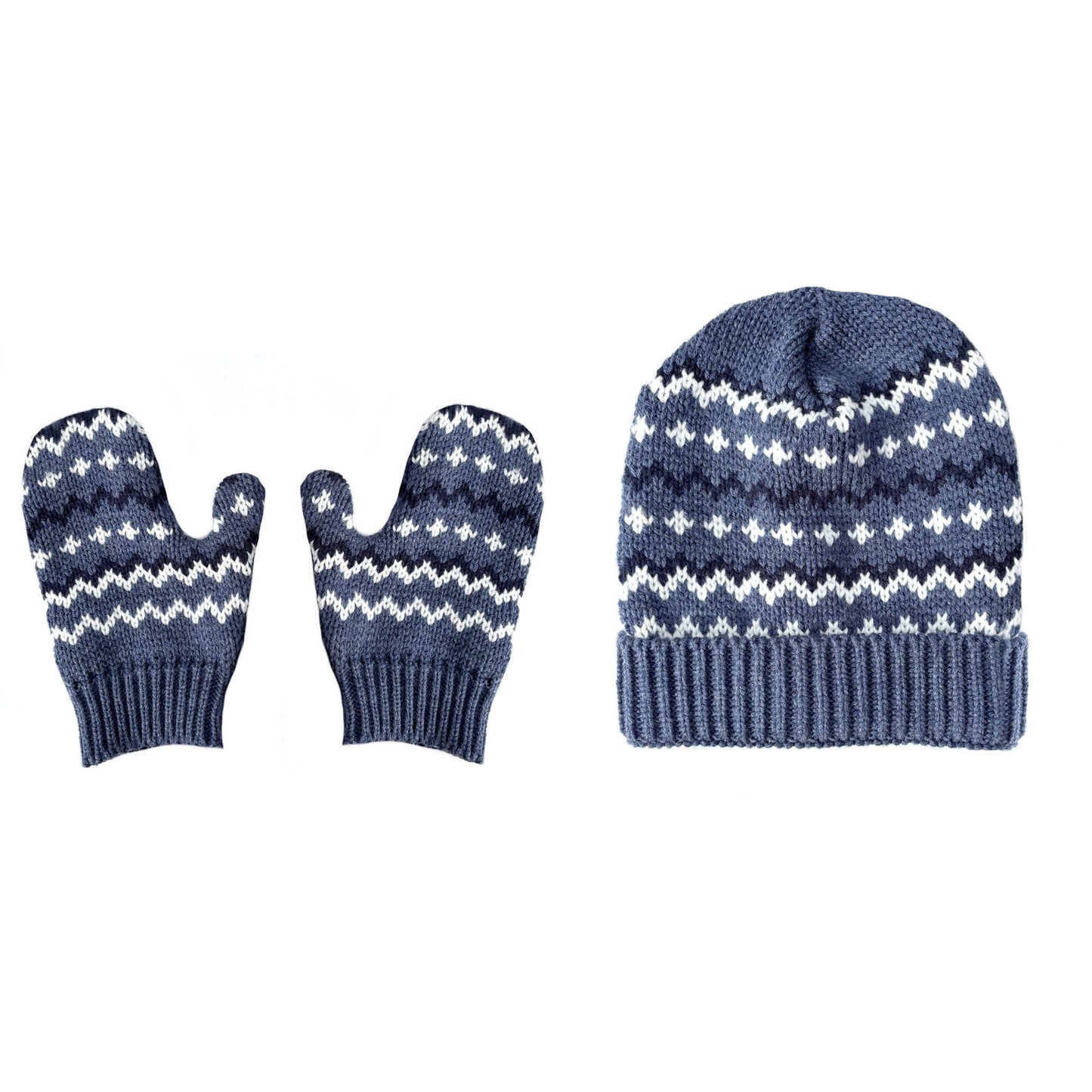 Bernie Sanders Inspired Cozy Knit Mittens – Brown & Cream or Blue & White Zig-Zag Pattern, Iconic Inauguration Mittens, Made in USA