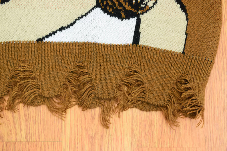 Blondie Knit Sweater – Vintage Rock Unisex Sweater with Leopard Print Sleeves, Made in USA