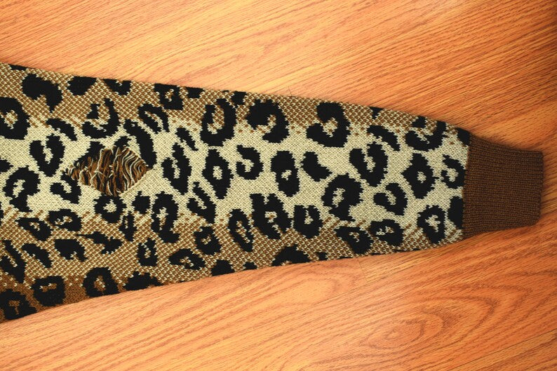 Blondie Knit Sweater – Vintage Rock Unisex Sweater with Leopard Print Sleeves, Made in USA