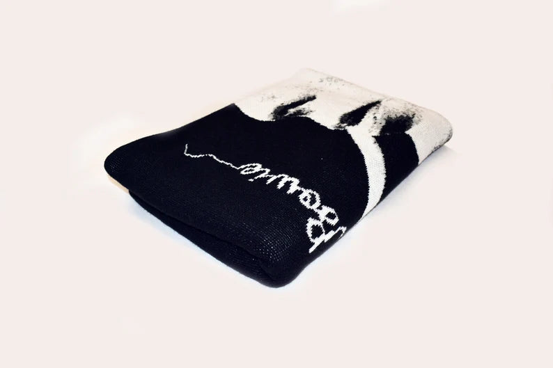 David Bowie Knit Throw Blanket β Iconic Rock Legend Gift, Music Lover Home Decor, Made in USA