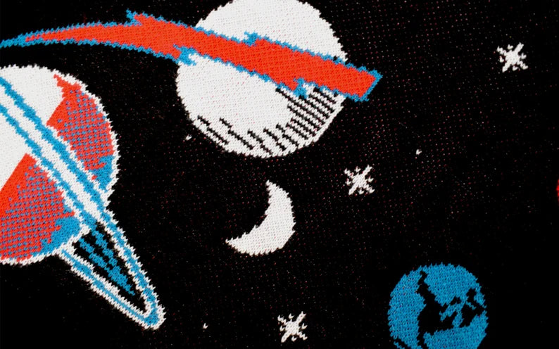 David Bowie Moonage Daydream Knit Sweater – Vintage Rock Unisex Sweater, Space Oddity Inspired, Made in USA