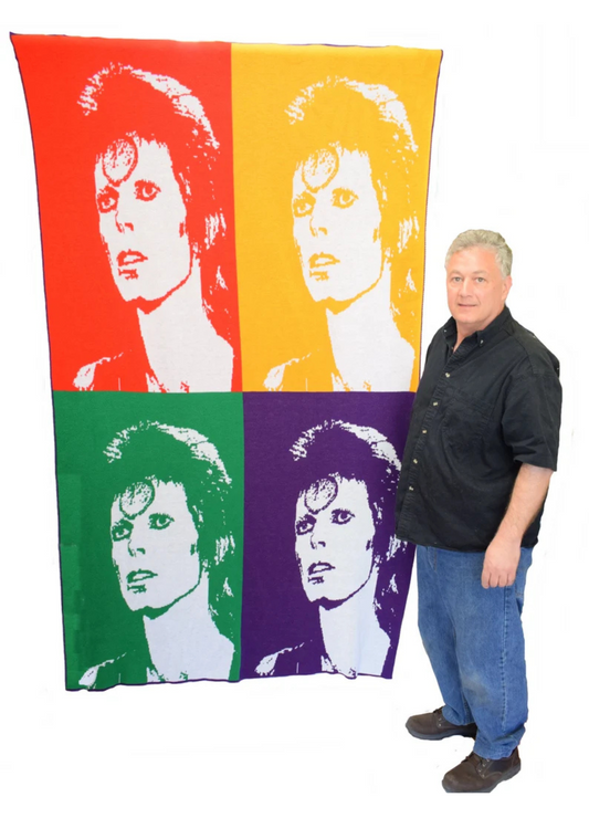 David Bowie Ziggy Stardust Knit Throw Blanket – Pop Art Rock Gift, Music Lover Home Decor, Made in USA