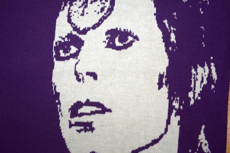 David Bowie Ziggy Stardust Knit Throw Blanket – Pop Art Rock Gift, Music Lover Home Decor, Made in USA