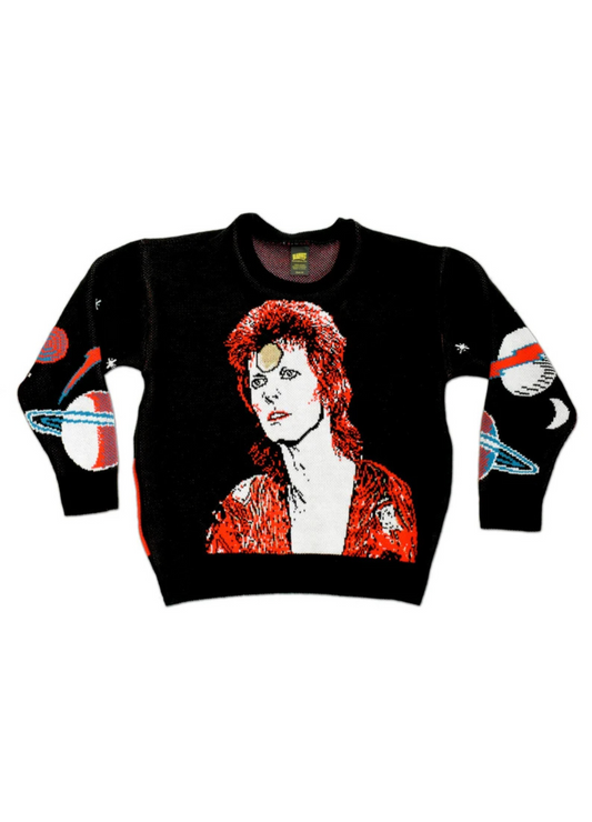 David Bowie Moonage Daydream Knit Sweater – Vintage Rock Unisex Sweater, Space Oddity Inspired, Made in USA