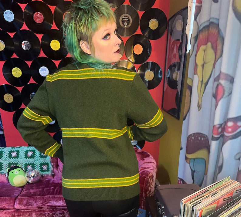 Grunge Knit Sweater – 90s Rock Inspired Unisex Sweater, Vintage Band Style, Made in USA