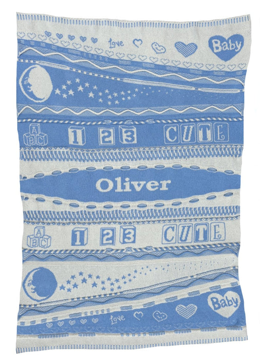 Personalized Knit Baby Blanket, Sensory Blanket, 4 colors