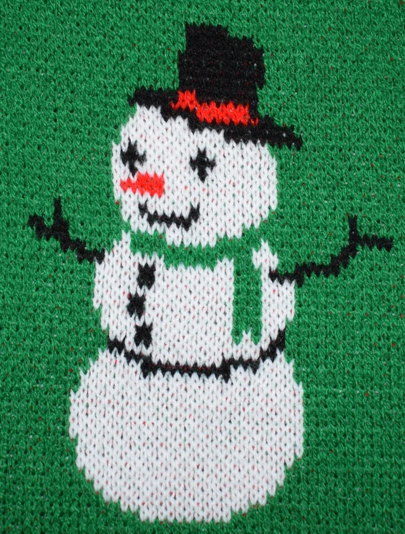 Patchwork Knit Christmas Sweater – Festive Unisex Ugly Holiday Sweater with 3D Ribbon Detail, Made in USA