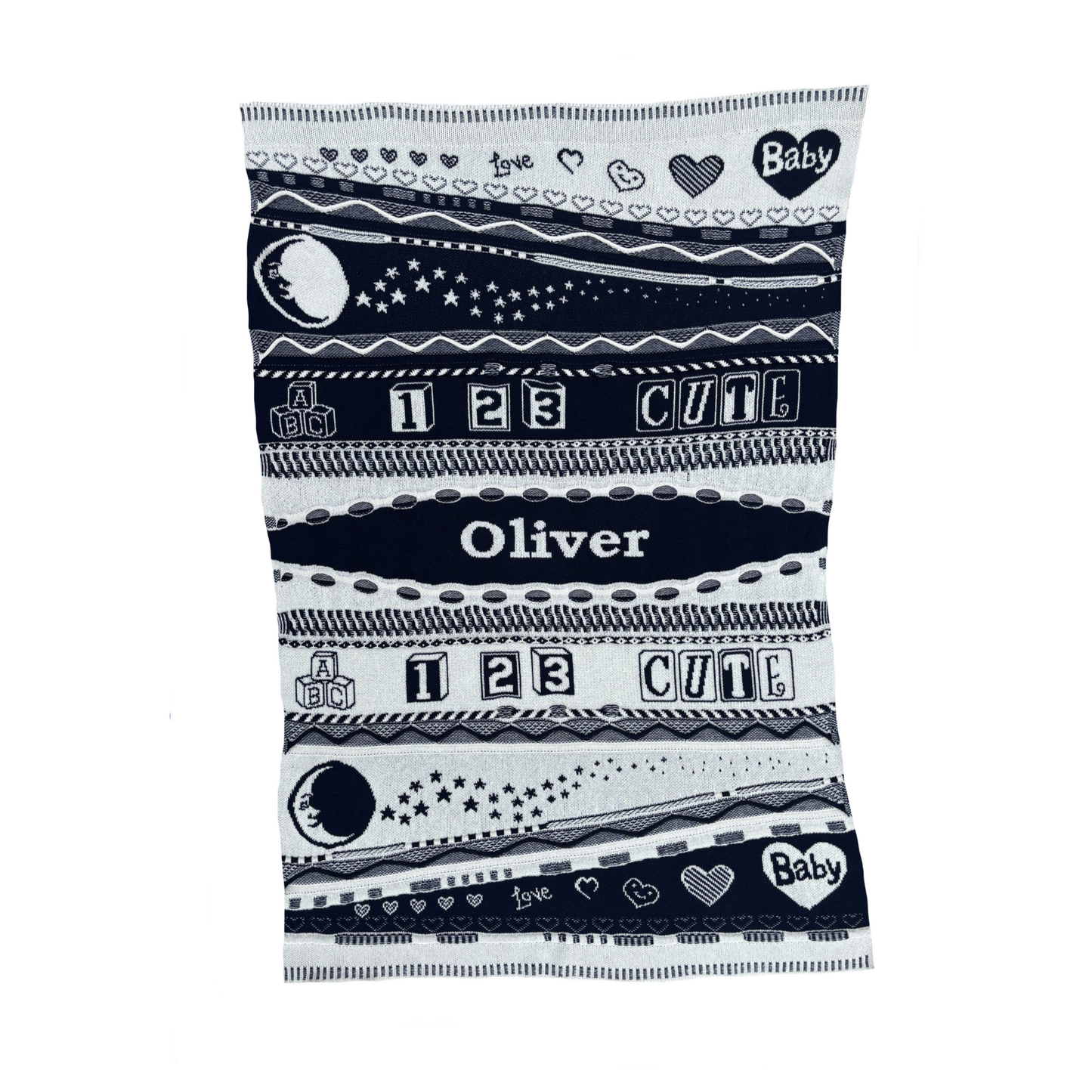 Personalized Sensory Knit Baby Blanket – Custom Name Blanket for Infants, 4 Colors, Made in USA
