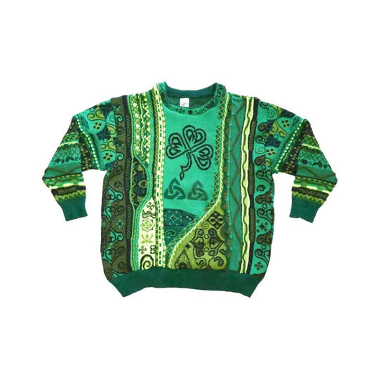 St. Patrick’s Day Knit Sweater – Unisex Irish Pride Sweater, Green Holiday Party Gift, Made in USA