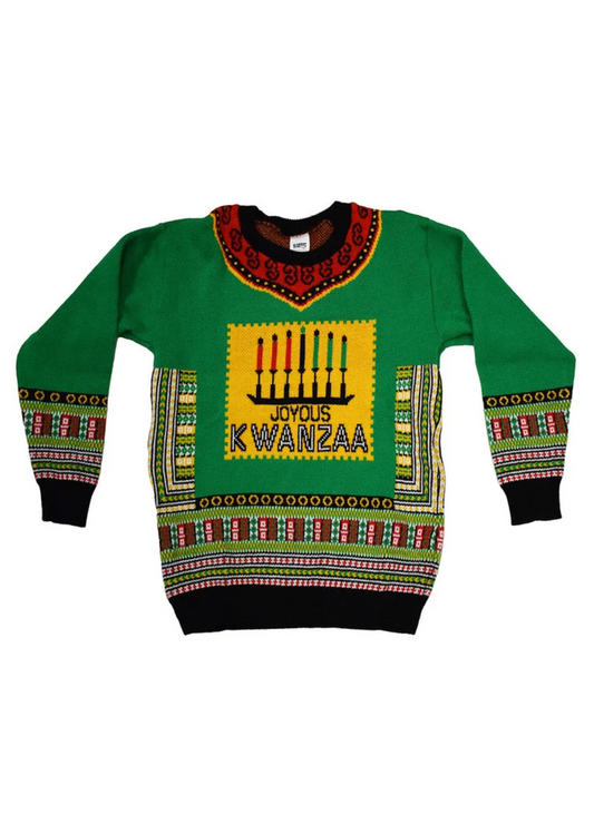 Ugly Kwanzaa Sweater – Festive Knit Unisex Holiday Sweater, Joyous Kwanzaa Design, Made in USA