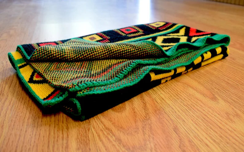 African Heritage Personalized Baby Name Blanket – Custom Knit Throw, Play Mat, or Stroller Blanket – Made in USA