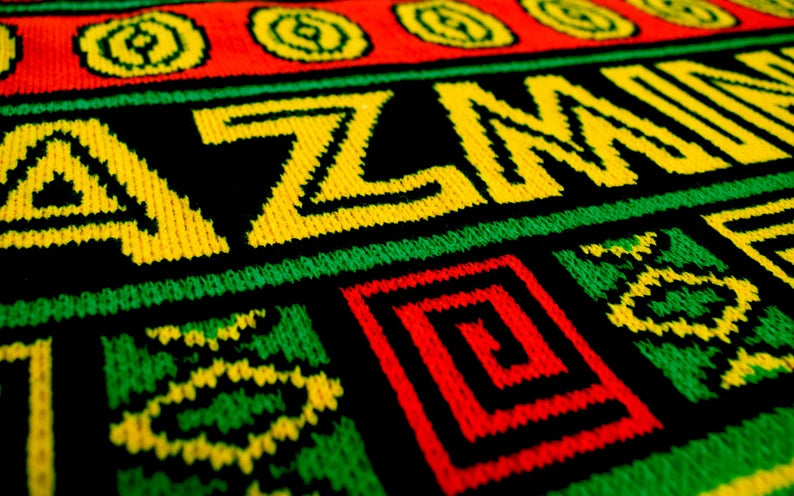 African Heritage Personalized Baby Name Blanket – Custom Knit Throw, Play Mat, or Stroller Blanket – Made in USA