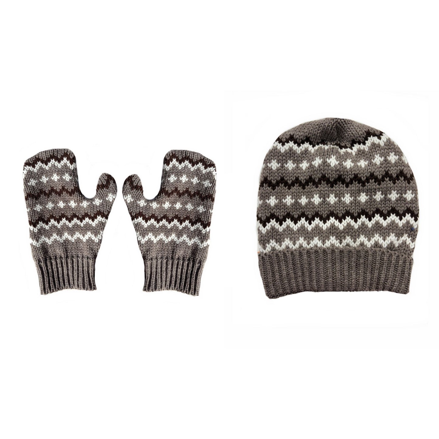 Bernie Sanders Inspired Cozy Knit Mittens – Brown & Cream or Blue & White Zig-Zag Pattern, Iconic Inauguration Mittens, Made in USA