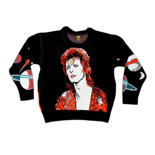 David Bowie Moonage Daydream Knit Sweater – Vintage Rock Unisex Sweater, Space Oddity Inspired, Made in USA