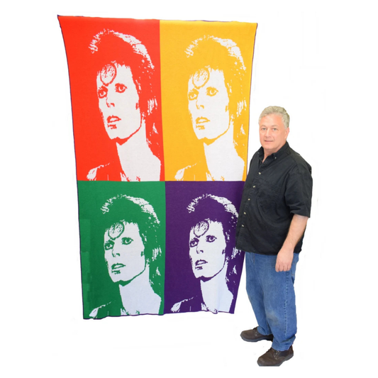 David Bowie Ziggy Stardust Knit Throw Blanket – Pop Art Rock Gift, Music Lover Home Decor, Made in USA