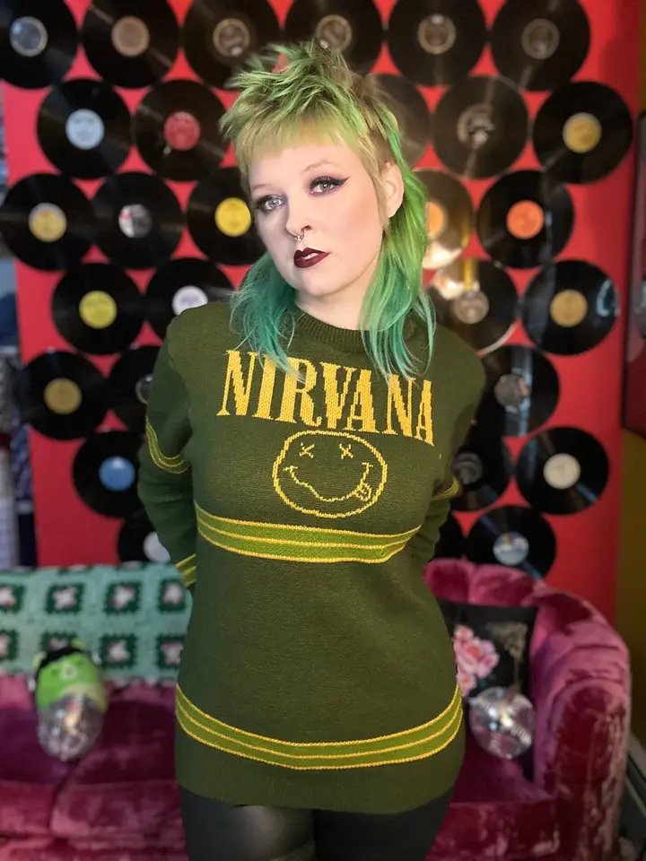Grunge Knit Sweater – 90s Rock Inspired Unisex Sweater, Vintage Band Style, Made in USA