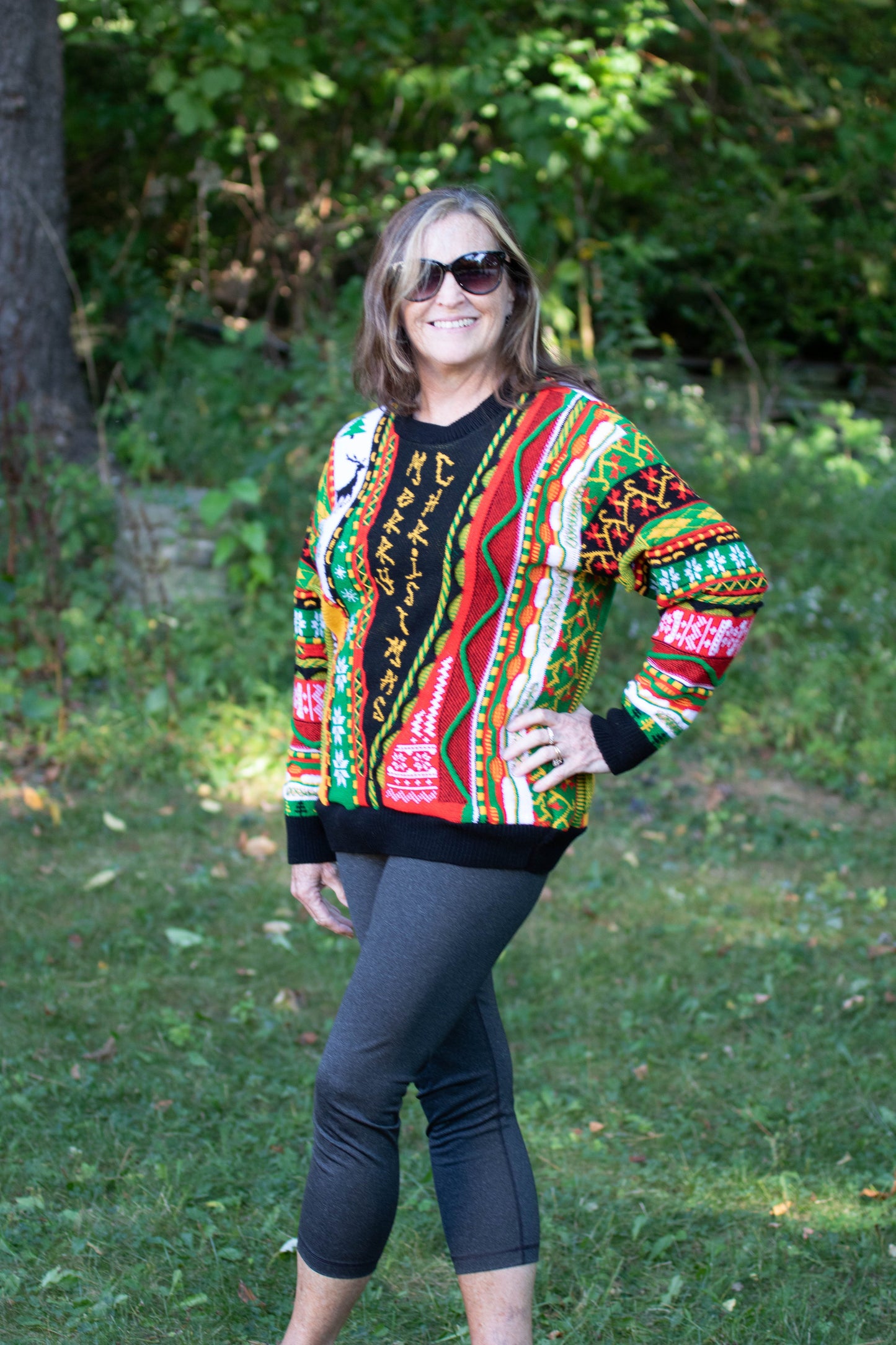 Throwback Ugly Christmas Sweater – Retro Knit “Merry Christmas” & “Happy New Year” Holiday Sweater, Made in USA