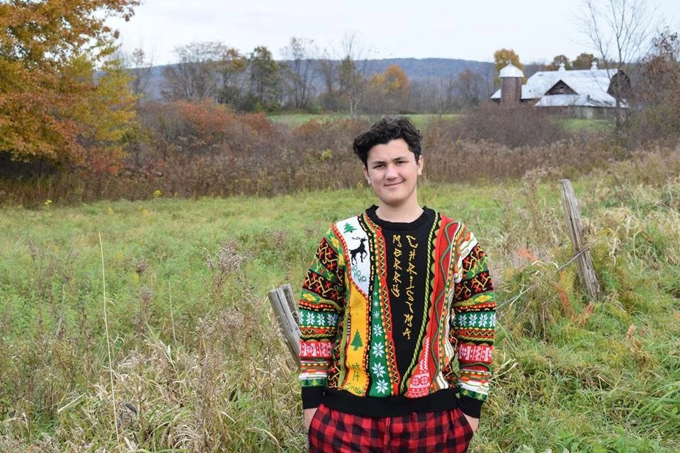 Throwback Ugly Christmas Sweater – Retro Knit “Merry Christmas” & “Happy New Year” Holiday Sweater, Made in USA