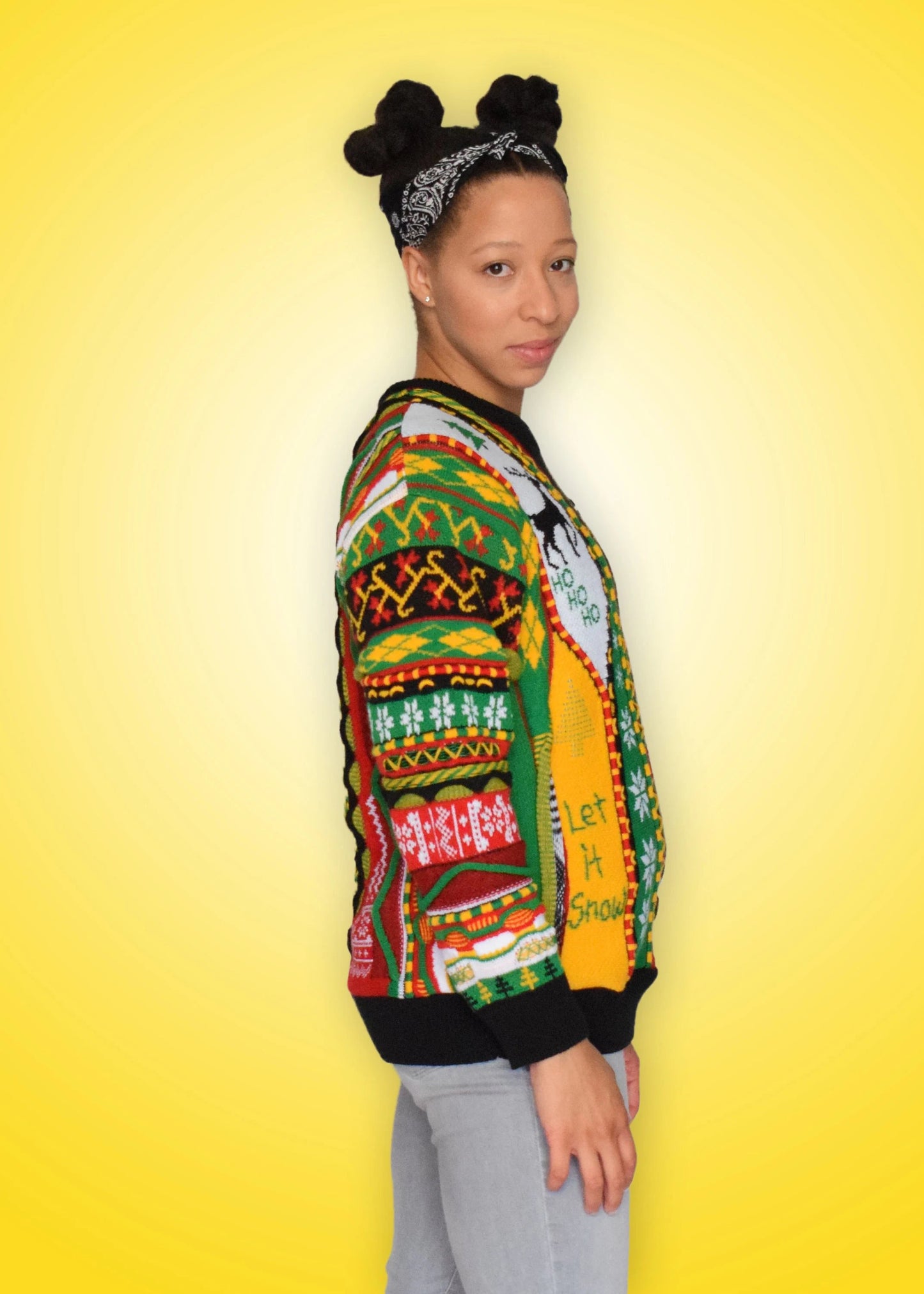 Throwback Ugly Christmas Sweater – Retro Knit “Merry Christmas” & “Happy New Year” Holiday Sweater, Made in USA