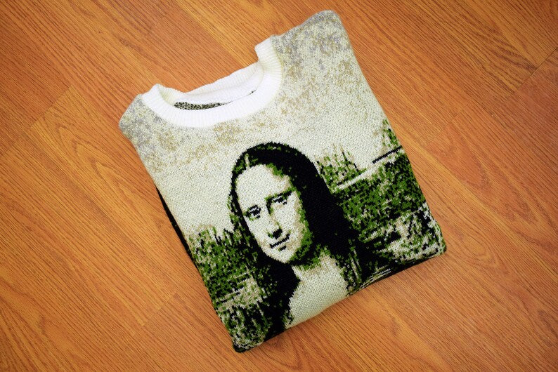 Leonardo da Vinci Mona Lisa Knit Sweater – Renaissance Art Unisex Sweater, Unique Gift for Artists & Art Lovers, Made in USA