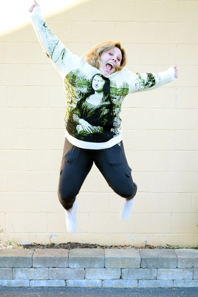 Leonardo da Vinci Mona Lisa Knit Sweater – Renaissance Art Unisex Sweater, Unique Gift for Artists & Art Lovers, Made in USA