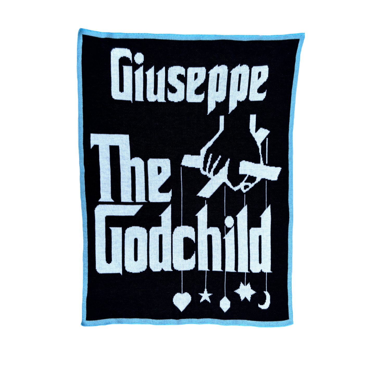 Personalized Godchild Baby Name Blanket – Knit Baptism & Christening Gift (Pink or Blue, Multiple Sizes)