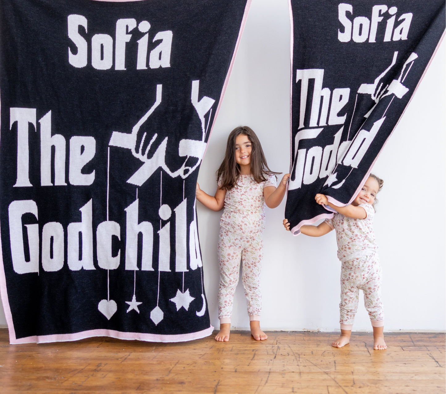 Personalized Godchild Baby Name Blanket – Knit Baptism & Christening Gift (Pink or Blue, Multiple Sizes)