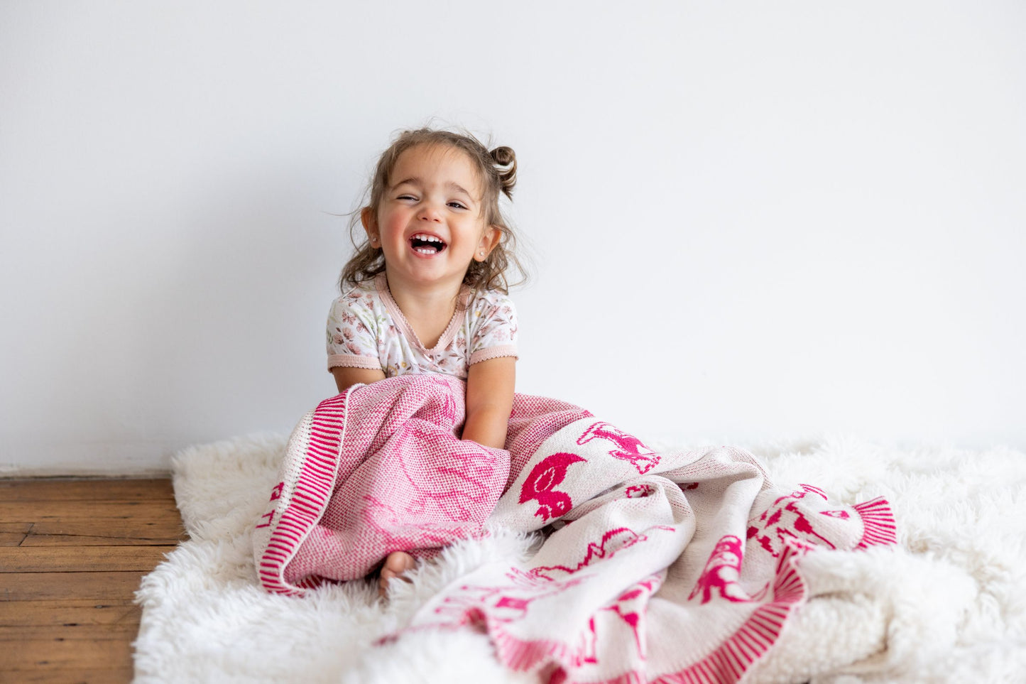 Personalized Toy Animal Knit Baby Blanket – Custom Name Birth Blanket & Play Mat, Made in USA