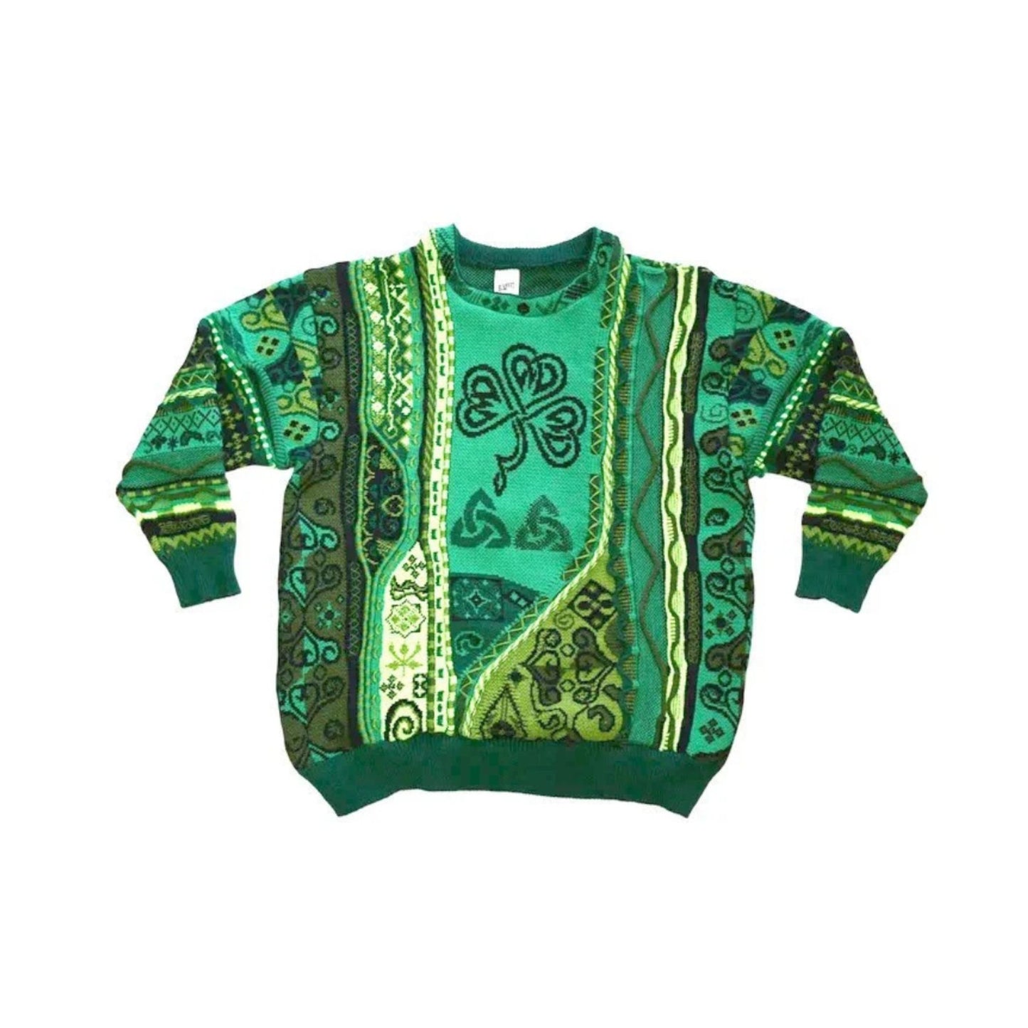 St. Patrick’s Day Knit Sweater – Unisex Irish Pride Sweater, Green Holiday Party Gift, Made in USA