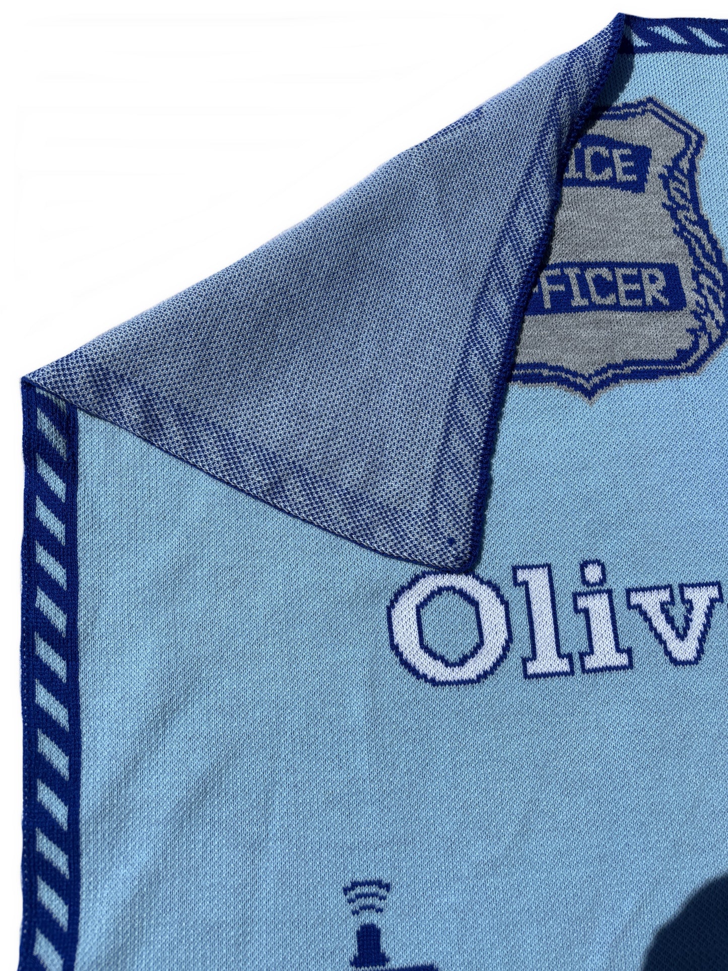 Personalized Police Baby Blanket – Custom Knit Name Blanket, Blue or Pink Law Enforcement Baby Gift, Future Police Officer Blanket