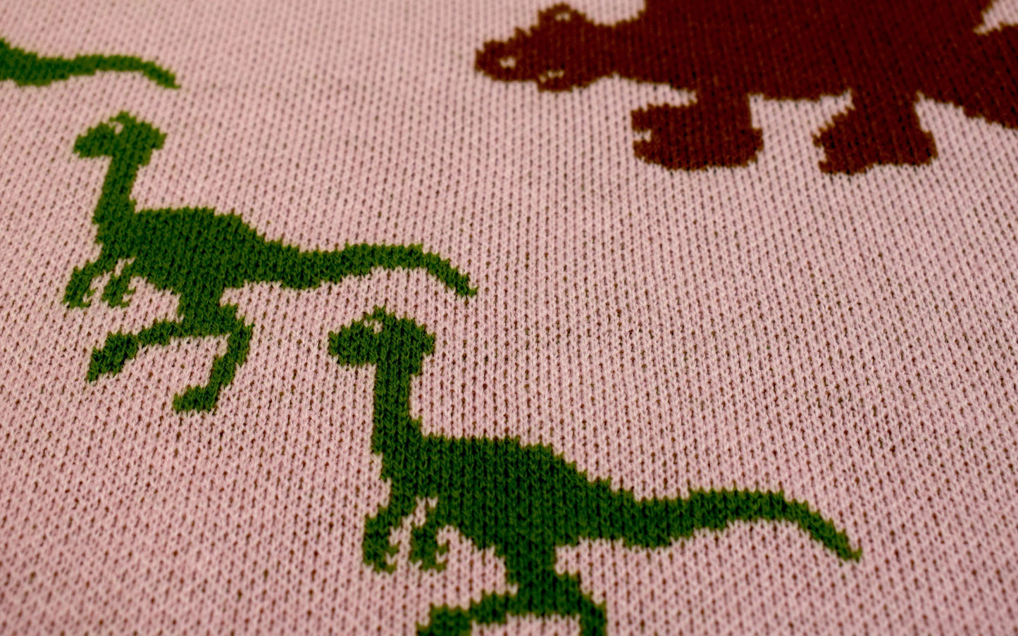 Personalized Dinosaur Knit Baby Blanket – Dino Baby Name Blanket (Pink or Blue) – Nursery Gift, Play Mat